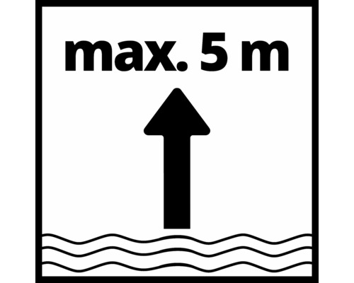 Symbool voor de maximale dompeldiepte van vijf meter