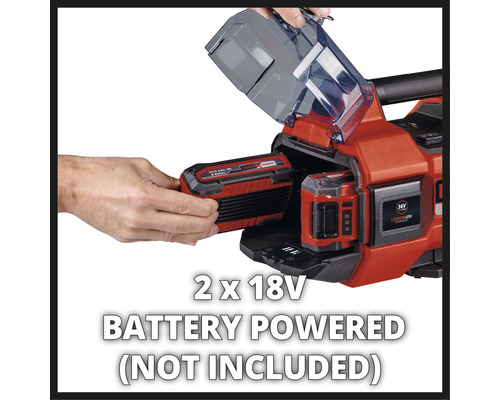 Accu-aangedreven apparaat met twee 18-volt accu''s, die niet inbegrepen zijn