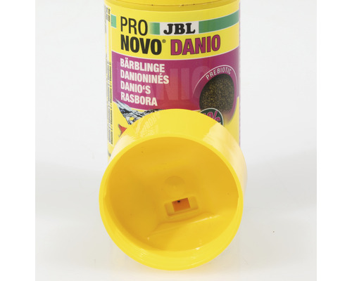 JBL Pro Novo Danio visvoer blik met open deksel