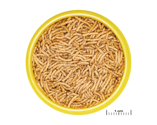 Visvoer in een pot, close-up