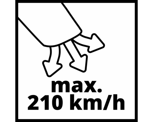 Symbool voor maximale blaassnelheid van 210 kilometer per uur