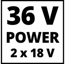 36 Volt vermogen 2 maal 18 Volt symbool