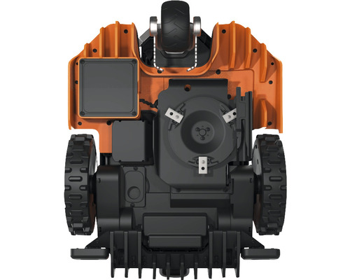 Detailaanzicht grasmaairobot van onderen