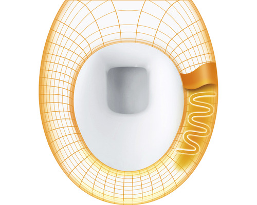 Illustratie van een toiletbril met verwarmingsfunctie