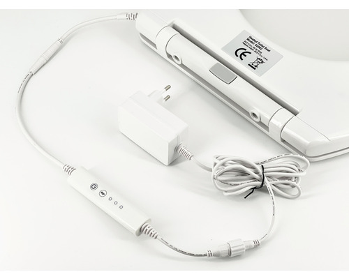 Witte toiletbril met verwarming, voedingseenheid en bedieningselement