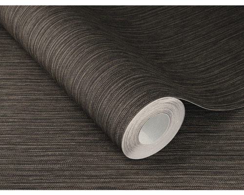 Rol bruin behang met horizontaal streepmotief