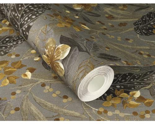 Behangrol met bloemmotief in neutrale tinten