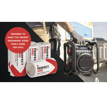 Bouwradio met batterijen en vakman