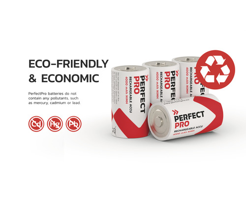 Perfect Pro oplaadbare batterijen met recycling symbool