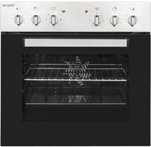 Exquisit elektrisch fornuis met oven en draaiknoppen voor temperatuurinstelling.