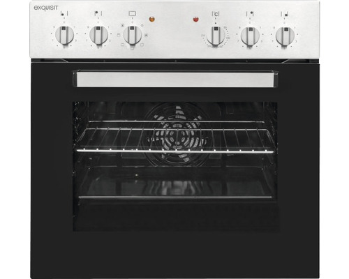 Exquisit elektrisch fornuis met oven en draaiknoppen voor temperatuurinstelling.