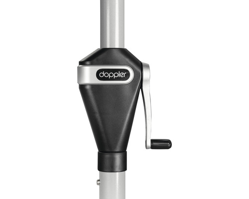 Doppler Logo op het crankhuis van een parasol