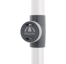 Doppler logo op een parasolvoet