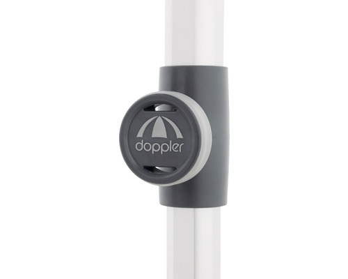 Doppler logo op een parasolvoet