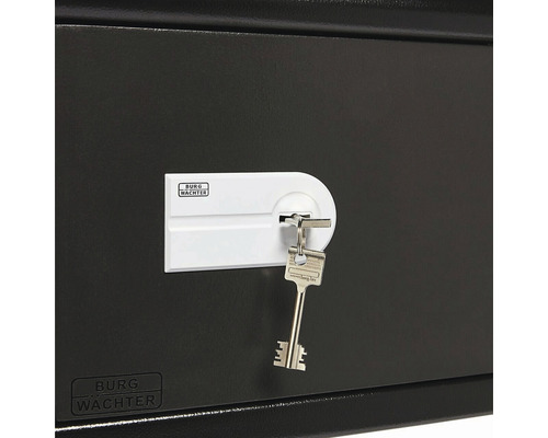 Sleutelkluis met sleutel en Burg Wächter logo