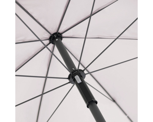 Detailaanzicht van een parasol met baleinen en mast