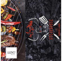 Barbecue met vlees, groenten en Lileno Home logo