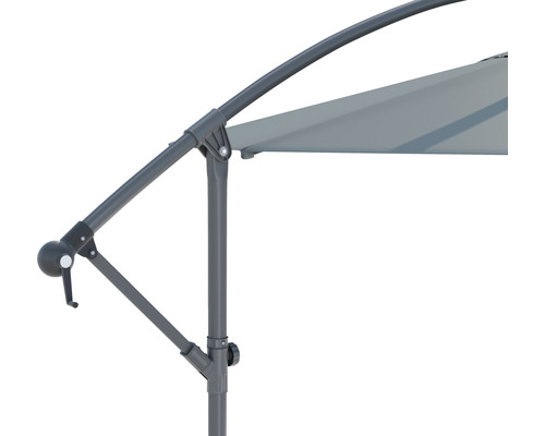 Detailaanzicht van een parasol met frame en baldakijn