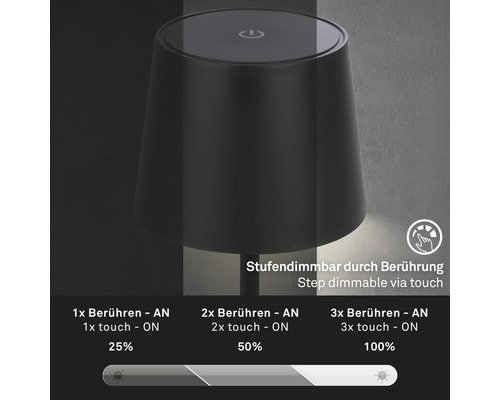 Zwarte tafellamp met aanraakdimmerfunctie