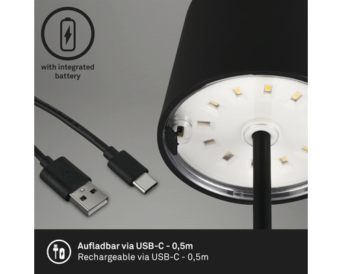 Acculamp met geïntegreerde accu en USB-C-oplaadkabel