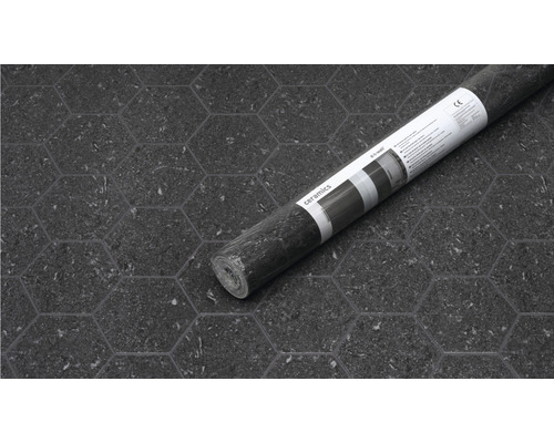 Rol vinyl vloerbedekking met zeshoekig tegelpatroon