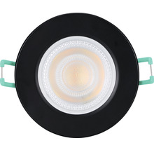 Inbouwspot met ronde, zwarte afdekplaat en ledlamp