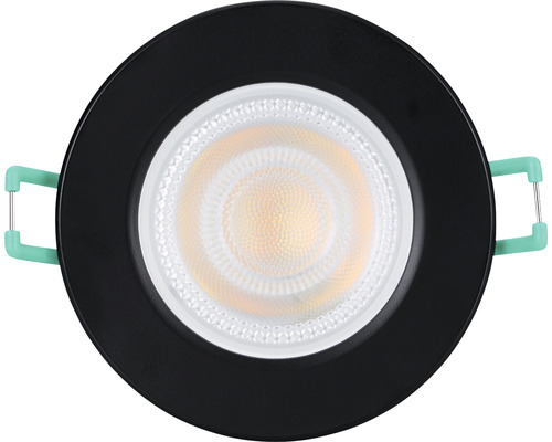 Inbouwspot met ronde, zwarte afdekplaat en ledlamp