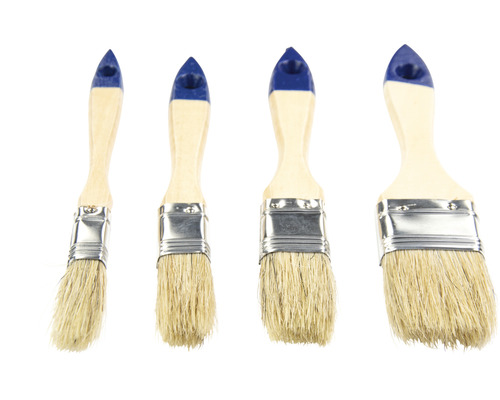 Set van vier verfkwasten met houten handvat