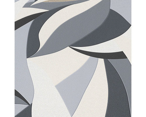 Close-up van een behang met abstract patroon in verschillende grijstinten