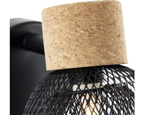 Wandlamp met metalen element en kurken opzetstuk