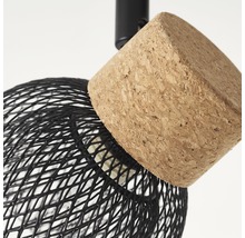 Plafondlamp met zwart gaas en kurkelement