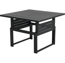 Vierkante tuintafel met lamellenontwerp van metaal.