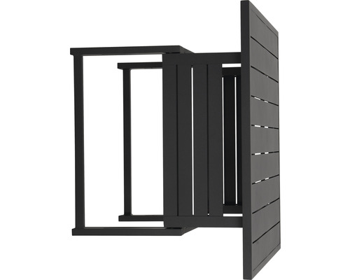 Detailweergave van een tuintafel met uitschuiffunctie