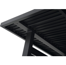 Detailopname van een terrasoverkapping van aluminium
