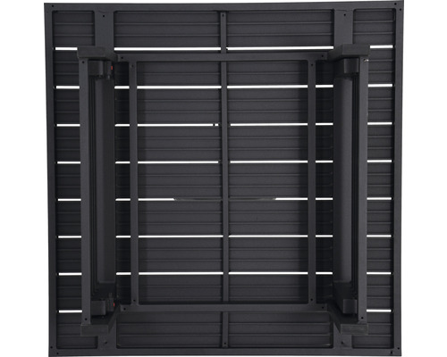 Onderkant van een vierkante tuintafel met aluminium frame