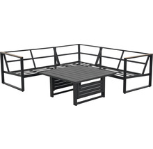 GARDEN PLACE Lounge diningset Viven aluminium antraciet incl. zitkussen, 208x208x64,5 cm