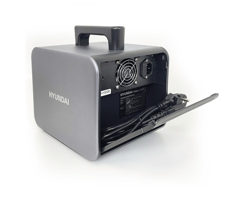 Hyundai Logo op een stroomgenerator met kabelopslag