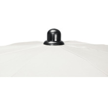 Detail van een witte luifel met zwarte punt