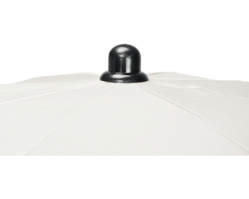 Detail van een witte luifel met zwarte punt