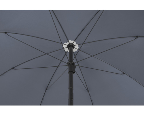 Onderkant van een parasol met ribben en stok