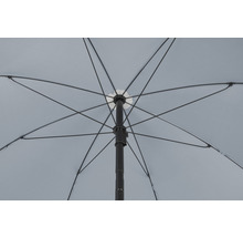 Onderaanzicht van een open parasol met baleinen