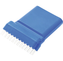 Blauwe reinigingsborstel met witte borstelharen