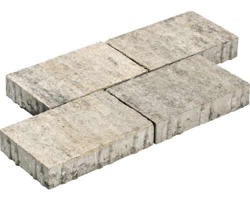 Vier grijze betonklinkers