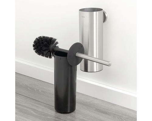 Toiletborstel met houder en roestvrijstalen wandhouder