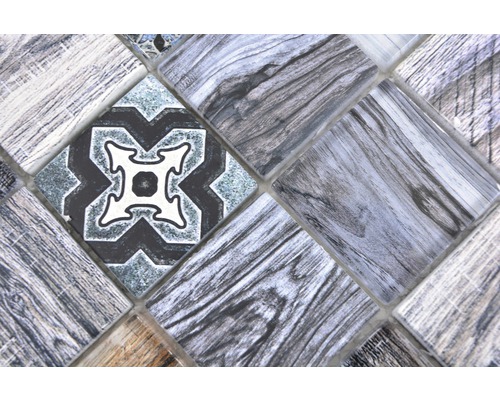 Mozaïektegel met hout- en patroonlook