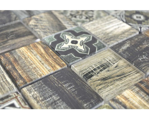 Mozaïektegels met hout- en patroondessin