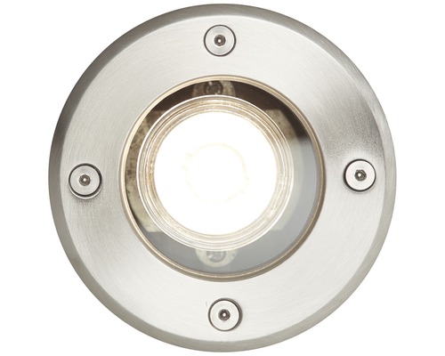 Ronde inbouwspot van metaal met vier schroeven