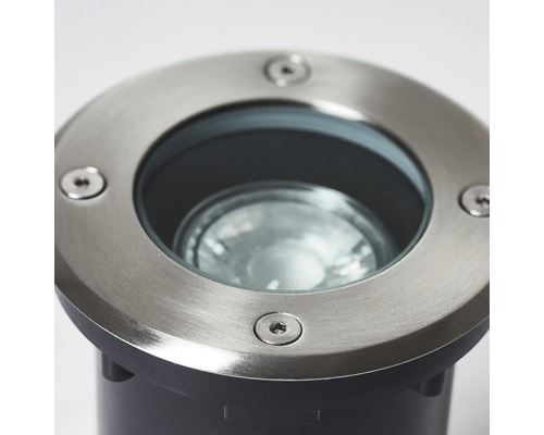 Inbouwgrondspot van roestvrij staal met lichtbron