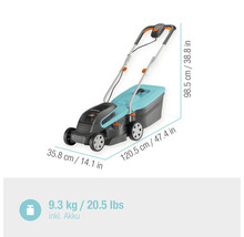 Gardena accu grasmaaier met afmetingen