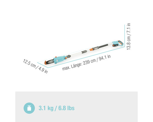 Gardena accu-telescoopkettingzaag met maatvoering